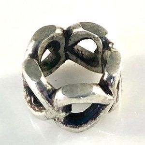 Open heart spacer Pandora bead sterling silver